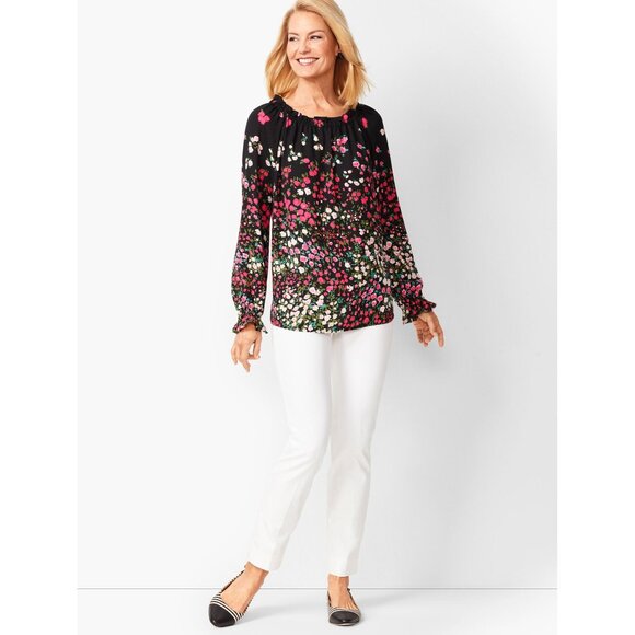 RSVP Talbots Smocked Top Colorful Floral Blouse Elasticized Neckline Women's XLp - Picture 3 of 12